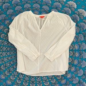 White eyelet open embroidered blouse